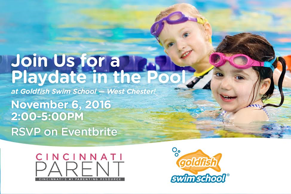 Join us for our Cincinnati Parent Playdate at Goldfish Swim! The new West Chester location is ready to show off their 90 degree shiver free pool