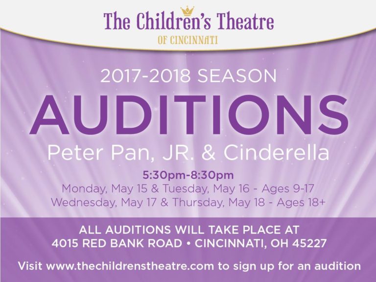 Audition Casting Notice For Peter Pan JR. and Cinderella The Children’s Theatre of Cincinnati