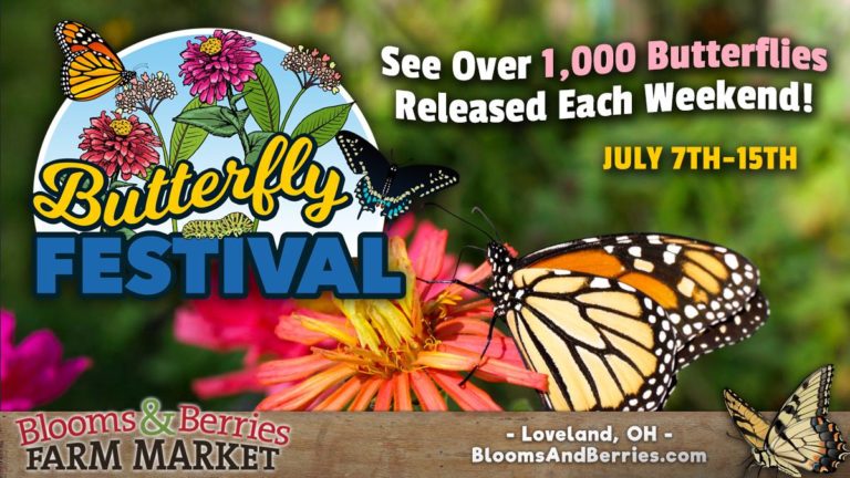 Mark your calendars: Butterfly Fest at Blooms & Berries is July 7-15! Buy presale tickets and save big!