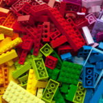 Pile of child’s building blocks in multiple colours