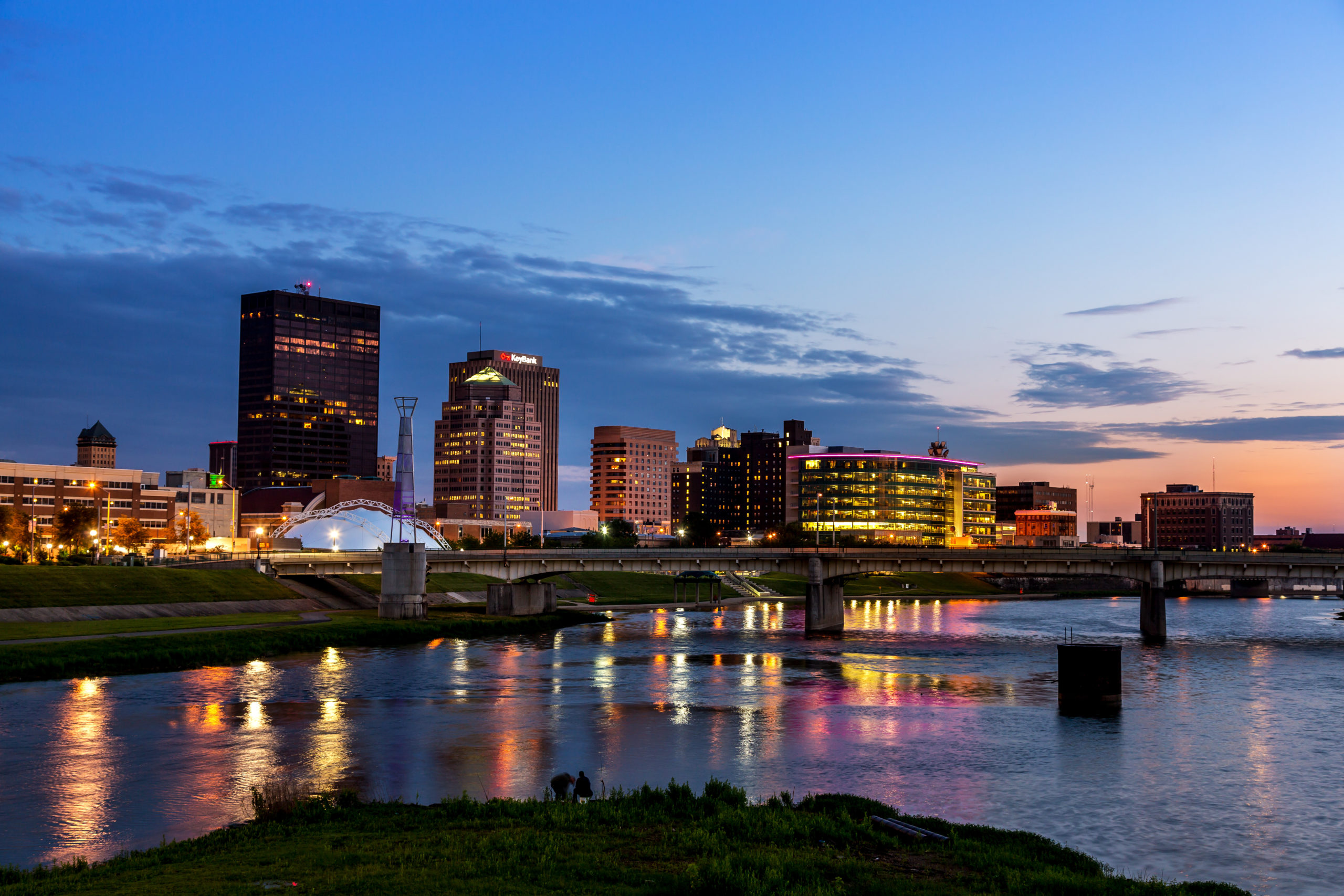 RiverScape view of Dayton, Ohio's skyline with new, exclusive Water