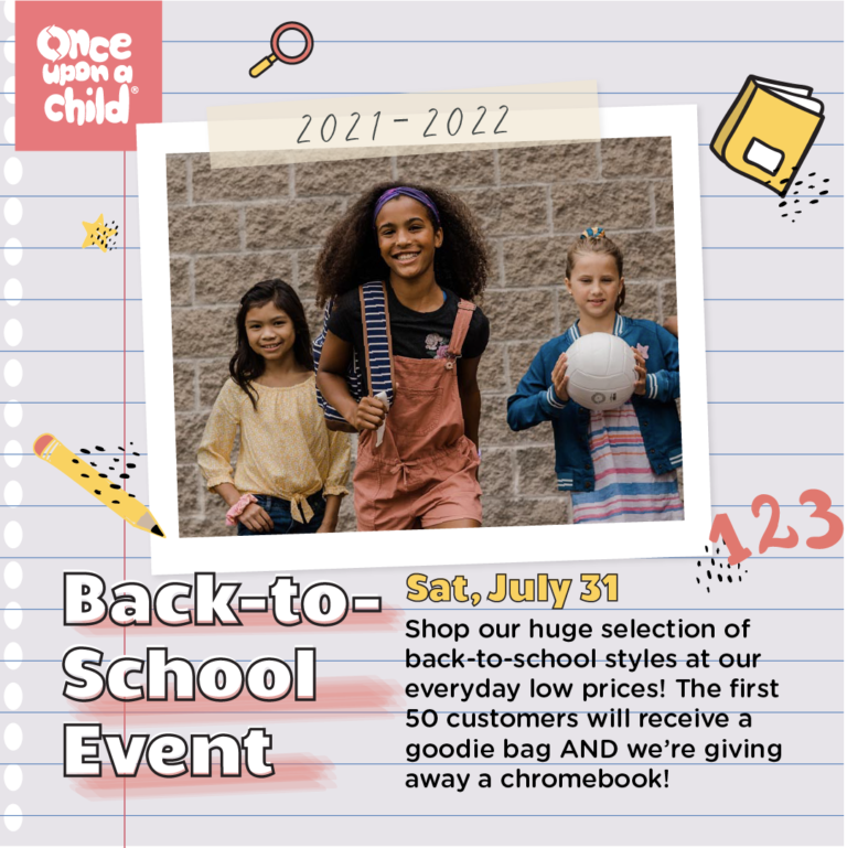 Once Upon a Child Back-to-School Event THIS Saturday!