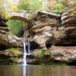 Bridge and Waterfall in Hocking Hills State Park, Ohio with Blur Effect