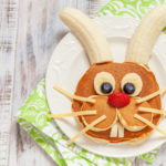 Easter funny bunny pancakes with fruits