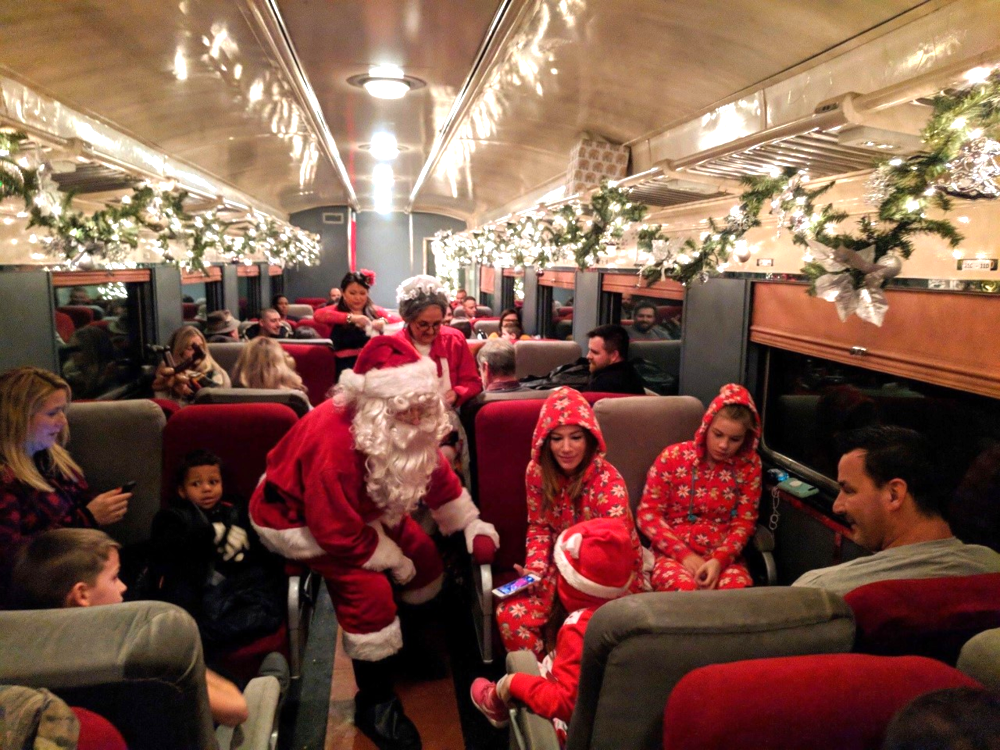 Santa, train, polar express, Christmas