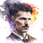 Nikola Tesla modern colorful portrait