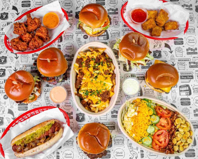 burgers, fries, chicken from milkman otr