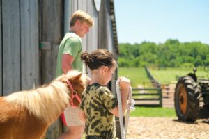 gorman heritage farm horse and kids