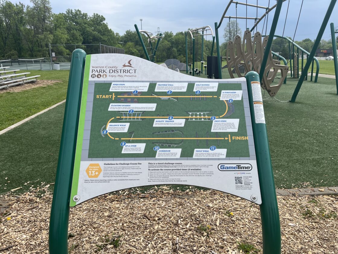 Landen Deerfield Park Challenge course, playgrounds, lake and biking Southwest Ohio Parent