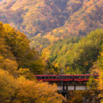 red train commuter Fukushima Japan