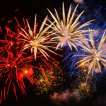 Colorful fireworks in night sky