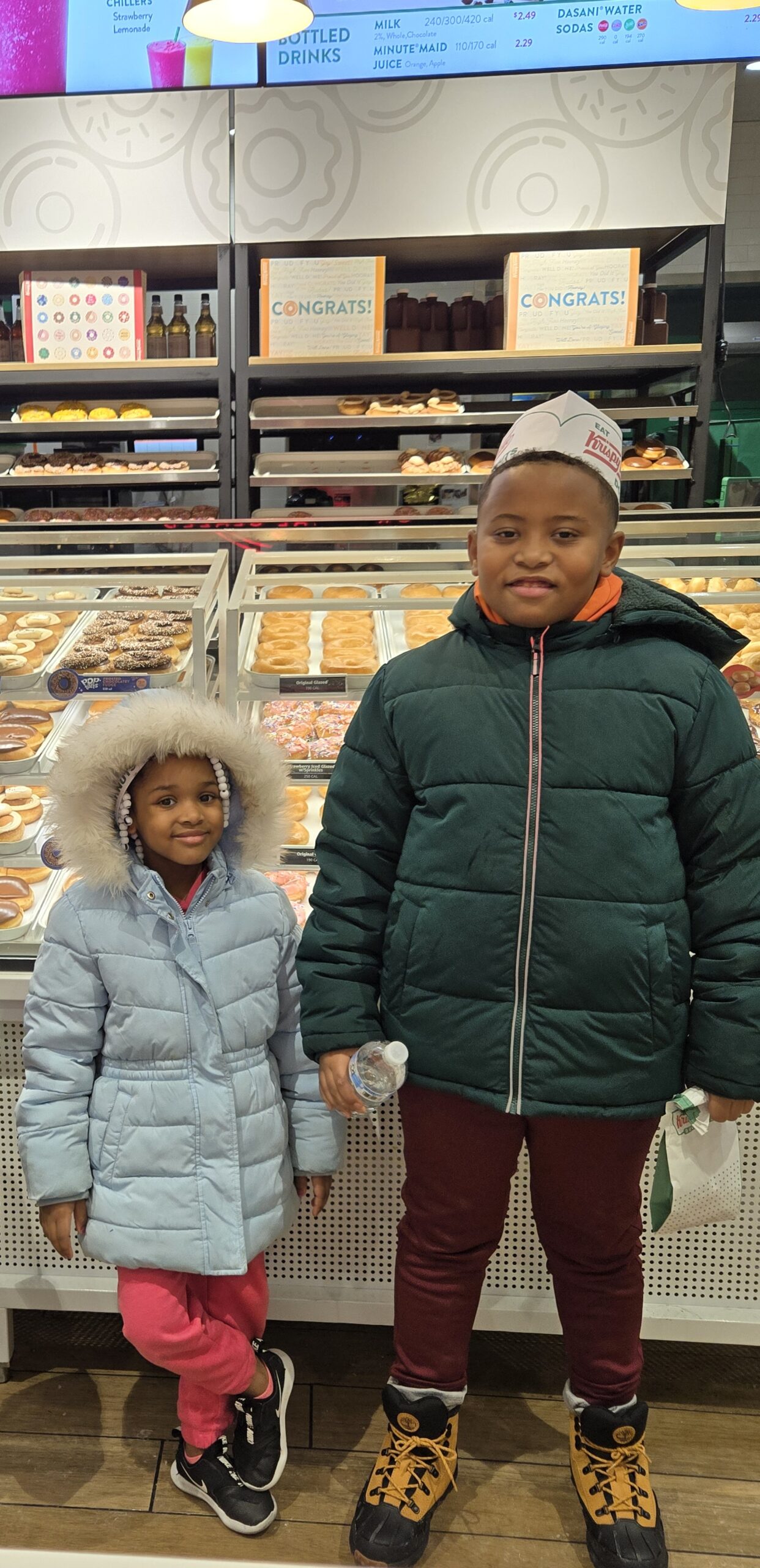 Kam'Dynn(4) Kee'Gean(8) at Krispy Kreme