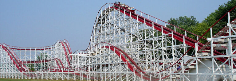 Classic wooden roller coaster at Stricker’s Grove in Hamilton, Ohio