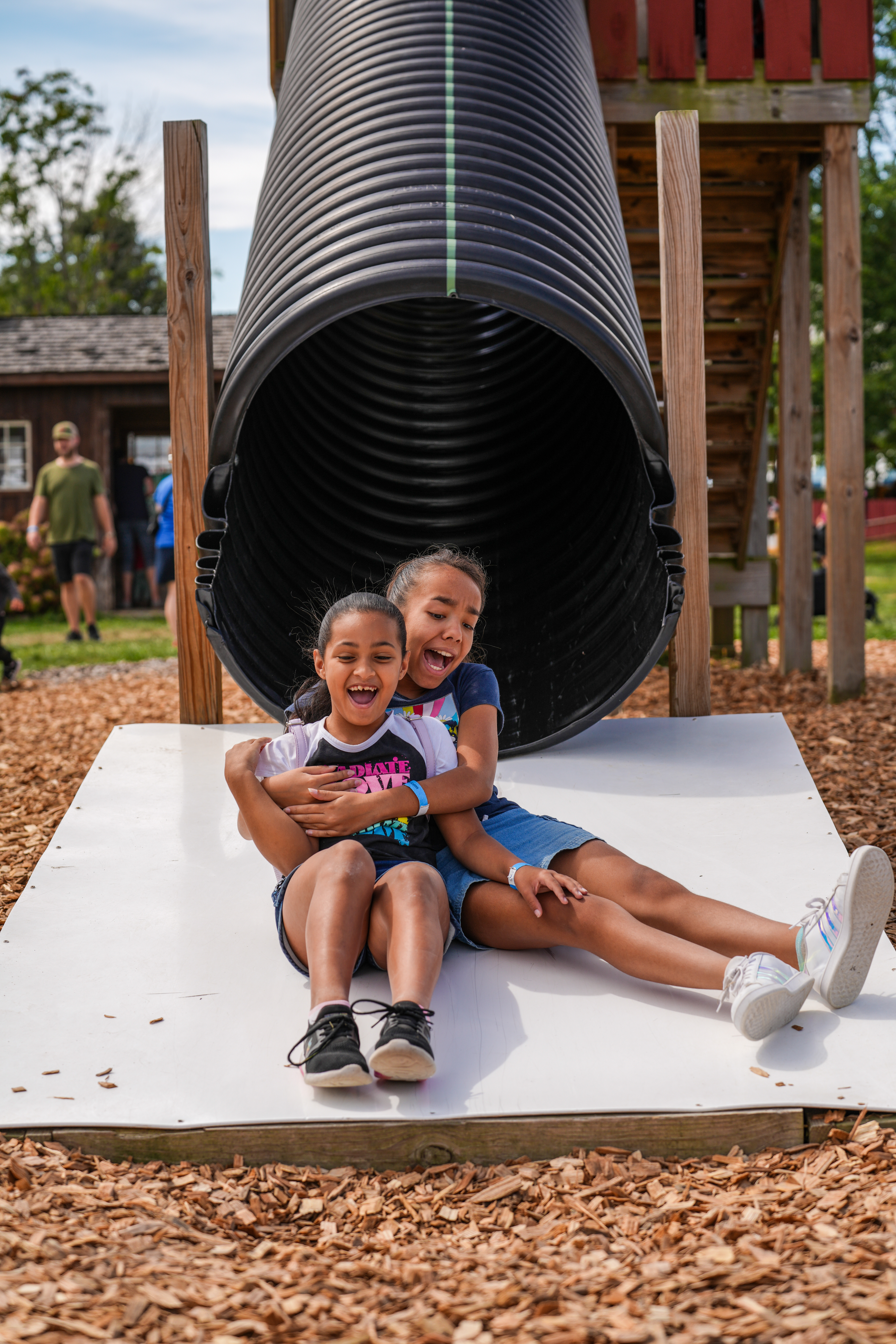 2 girls slide